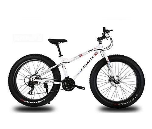 Fat Tyre Bike : Mountain Bike for Adults, Dual Disc Brake Fat Tire Mountain Trail Bicycle, Hardtail Mountain Bike, High-Carbon Steel Frame, 26 Inch Wheels