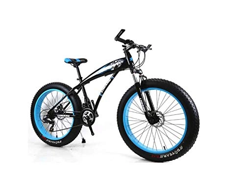 Fat Tyre Bike : Mountain Bike Hardtail Mountain Bike 7 / 21 / 24 / 27 Speeds Mens MTB Bike 24 inch Fat Tire Road Bicycle Snow Bike Pedals with Disc Brakes and Suspension Fork, BlackBlue, 21 Speed