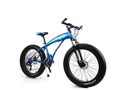 Fat Tyre Bike : Mountain Bike Hardtail Mountain Bike 7 / 21 / 24 / 27 Speeds Mens MTB Bike 24 inch Fat Tire Road Bicycle Snow Bike Pedals with Disc Brakes and Suspension Fork, Blue, 21 Speed