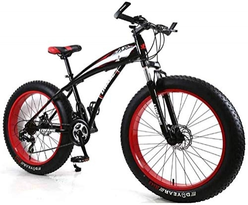 Fat Tyre Bike : Mountain Bike, Mountain Bike, Folding Bike Mens Mountain Bike 7 / 21 / 24 / 27 Speeds, 26 Inch Fat Tire Road Bicycle Snow Bike Pedals With Disc Brakes And Suspension Fork ( Color : A , Size : 24 Speed )