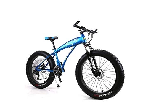 Fat Tyre Bike : Mountain Bike, Mountain Bike Mens Mountain Bike 7 / 21 / 24 / 27 Speeds, 26 inch Fat Tire Road Bicycle Snow Bike Pedals with Disc Brakes and Suspension Fork, Blue, 7 Speed