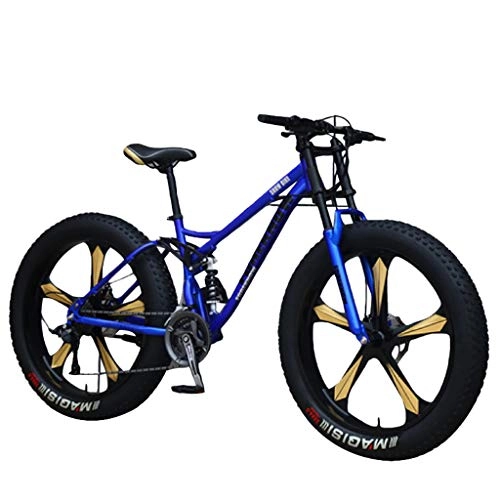 Fat Tyre Bike : Mountain Bikes 26 inch Anti-Slip Thick Wheels Fat Tire Mountain Trail Bike for Adult Mens Womens Boys Girls, Dual Disc Brake Suspension Bicycle, High Carbon Steel Frame - Personality Cool