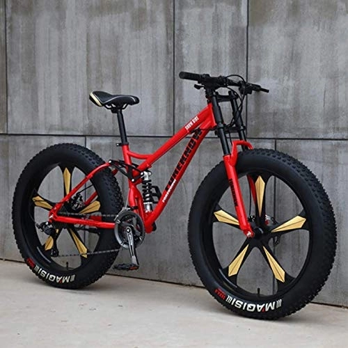 Fat Tyre Bike : Mountain Bikes, 26 Inch Fat Tire Hardtail Mountain Bike, Dual Frame and Fork All Terrain Mountain Bike Mountain Bikes
