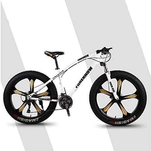 Fat Tyre Bike : Mountain Bikes 26 Inch Fat Tire Snow Bike with Lightweight High Carbon Steel Frame, Double Disc Brake for Outdoor Riding, B