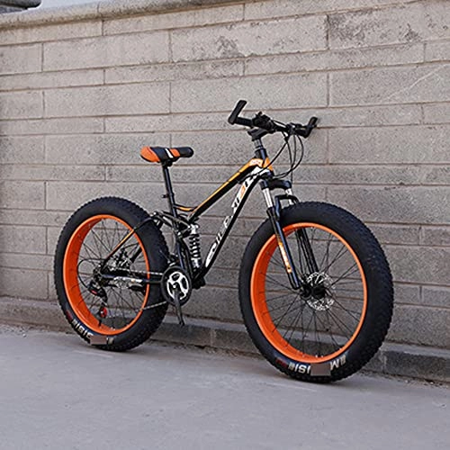 Fat Tyre Bike : Mountain Bikes Cycling Cross Country Off-Road Bicycle Variable Speed Mtb Road Fat Tire Trail Bikes For Men And Women 21 Speed 24 Inch red, orange