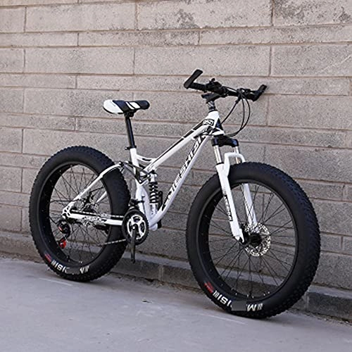 Fat Tyre Bike : Mountain Bikes Cycling Cross Country Off-Road Bicycle Variable Speed Mtb Road Fat Tire Trail Bikes For Men And Women 24 Speed 24 Inch white, black