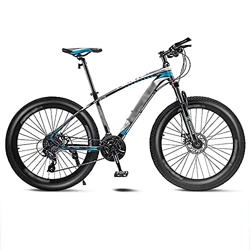 Fat Tyre Bike : MQJ Hardtail Mountain Bikes, Adult Road Men and Women Variable Speed Shock Absorber Bicycle 24 / 26 inch Portable 21 / 24 / 27 / 30 Accelerator Disc Brake Bicycle, B~24 Inches, 30 Speed