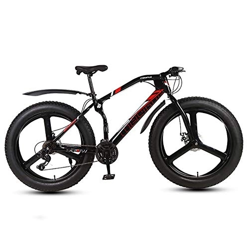 Fat Tyre Bike : MSM Furniture Mountain Bikes, 26 Inch Fat Tire Hardtail Mountain Bike, Dual Suspension Frame And Suspension Fork All Terrain Mountain Bicycle Black 3 Spoke 26", 21-speed