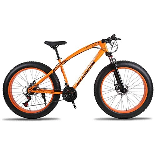 Fat Tyre Bike : MUYU Adult Mountain Bike 26-Inch Carbon Steel Frame 21-Speed (24-Speed, 27-Speed) Road Bike, Orange, 27speed