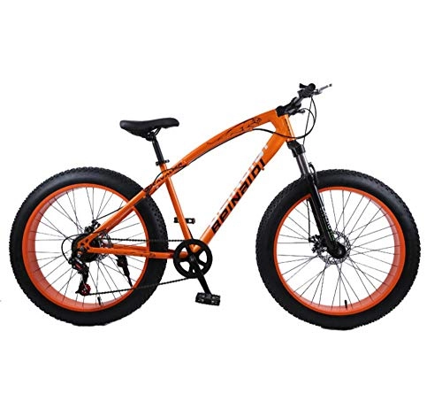 Fat Tyre Bike : MXHJD Aich Living Museum Mountain bike 4.0 fat tire bicycle Double disc brake beach bicycle snow bike light high carbon steel mountain bicycle 7 speed 26 inch