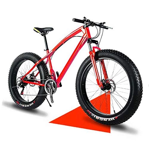 Fat Tyre Bike : MYSZCWCF Adult Fat Tire Bicycle, 24-inch 24-speed Shimano 2020 Mountain Bike Snow Fat Bike Variable Speed Off-road Adult Super Wide Tire Mountain Bike Male And Female Student Bicycle (Color : Red)