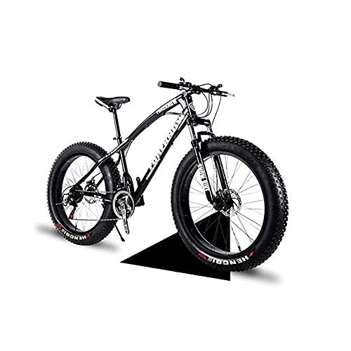 Fat Tyre Bike : N\A ZGGYA 24-inch Mountain Bike, High-carbon Steel Frame, Double Full Suspension Double Disc Brakes, 24-speed Bicycle, Snow Bike