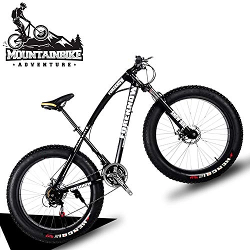 Fat Tyre Bike : NENGGE 20 Inch Hardtail Mountain Bike with Front Suspension & Mechanical Disc Brakes for Women, Off-Road Fat Tire Mountain Bicycle Adjustable Seat in 8 Colors, Anti-Slip Bikes, Black, 21 Speed