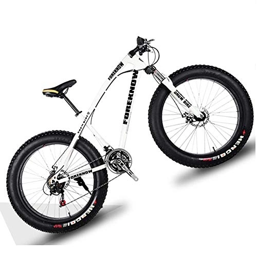 Fat Tyre Bike : NENGGE 20 Inch Hardtail Mountain Bike with Front Suspension & Mechanical Disc Brakes for Women, Off-Road Fat Tire Mountain Bicycle Adjustable Seat in 8 Colors, Anti-Slip Bikes, White, 21 Speed