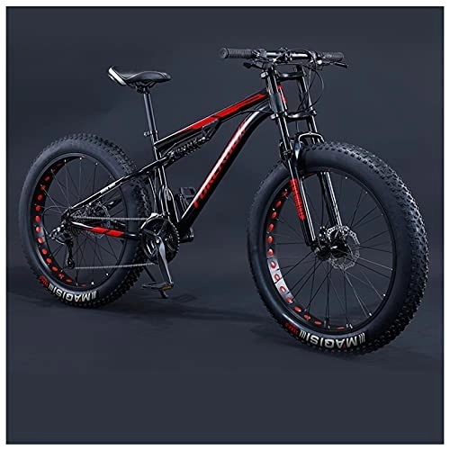 Fat Tyre Bike : NENGGE 24 Inch Fat Tire Hardtail Mountain Bike for Men and Women, Dual-Suspension Adult Mountain Trail Bikes, All Terrain Bicycle with Adjustable Seat & Dual Disc Brake, Black, 21 Speed