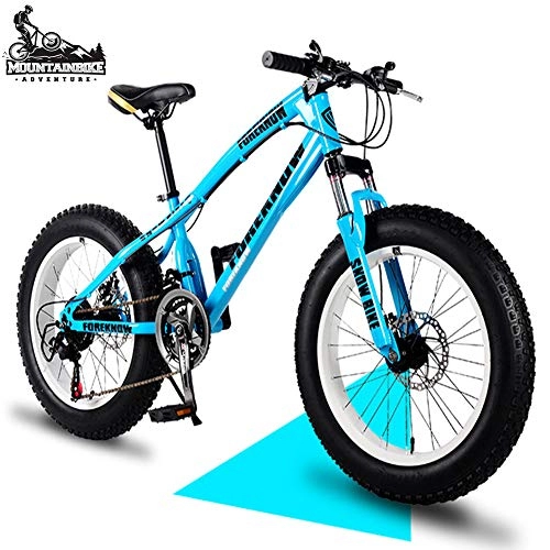 Fat Tyre Bike : NENGGE 24 Inch Mountain Trail Bike with Fat Tire, Adults Men Women Hardtail Mountain Bikes with Front Suspension Mechanical Disc Brakes, Anti-Slip Carbon Steel Mountain Bicycle, Blue, 21 Speed
