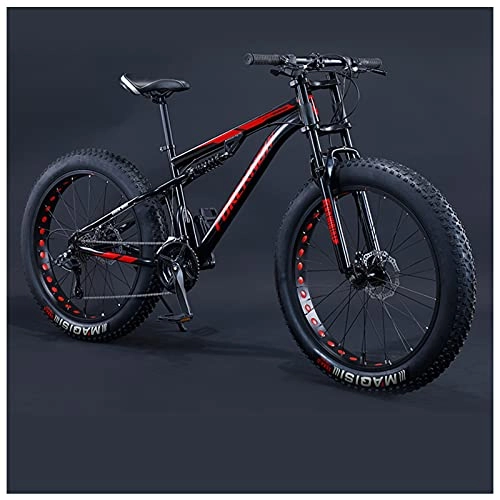 Fat Tyre Bike : NENGGE 26 Inch Fat Tire Hardtail Mountain Bike for Men and Women, Dual-Suspension Adult Mountain Trail Bikes, All Terrain Bicycle with Adjustable Seat & Dual Disc Brake, 30 Speed, Black Spoke