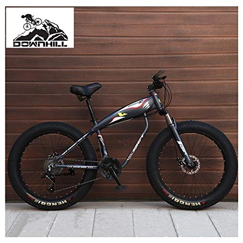 Fat Tyre Bike : NENGGE 26 Inch Hardtail Mountain Bikes for Men / Women, Adult Fat Tire Mountain Off-Road Bicycle with Front Suspension & Dual Disc Brake Adjustable Seat All Terrain Mountain Bike, Spoke Gray, 21 Speed