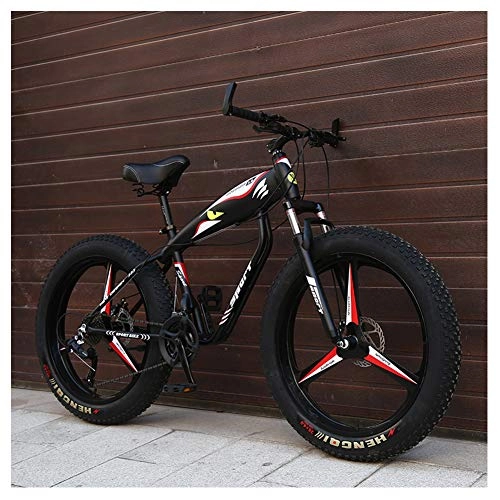 Fat Tyre Bike : NENGGE 26 Inch Mountain Bikes, Fat Tire Hardtail Mountain Bike, Aluminum Frame Alpine Bicycle, Mens Womens Bicycle with Front Suspension, Black, 24Speed3Spoke