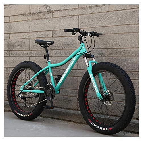Fat Tyre Bike : NENGGE 26 Inch Mountain Bikes, High-carbon Steel Hardtail Mountain Bike, Fat Tire All Terrain Mountain Bike, Women Men's Anti-Slip Bikes, Blue, 21 Speed Spoke