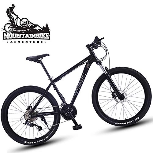 Fat Tyre Bike : NENGGE 27.5 Inch Mountain Bikes for Men Women, Adults Anti-Slip All Terrain Hardtail Mountain Bicycle with Front Suspension, Hydraulic Disc Brake & Adjustable Seat, Black Silver, 30 Speed