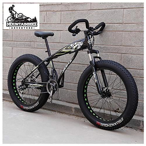 Fat Tyre Bike : NENGGE Hardtail Fat Tire Mountain Bike for Adults, Men Women Mountain Trail Bike with Dual Disc Brake, High-carbon Steel Front Suspension All Terrain Mountain Bicycle, New Yellow2, 24 Inch 27 Speed