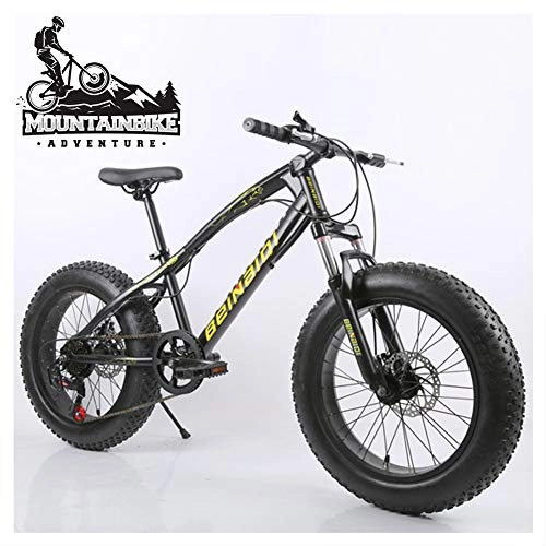 Fat Tyre Bike : NENGGE Hardtail Mountain Bike 20 Inch for Women, Fat Tire Girls Mountain Bicycle with Front Suspension & Mechanical Disc Brakes, High Carbon Steel Frame & Adjustable Seat, Black, 21 Speed