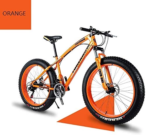 Fat Tyre Bike : NENGGE High Grade Style 'Snow Bike Cycle Fat Tyre, 26 / 24 Inch Double Disc Brake Mountain Snow Beach Fat Tire Variable Speed Bicycle, Bike Features Lasting Tyres, Orange, (Size : 24)