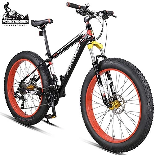Fat Tyre Bike : NENGGE Mountain Bikes 26 Inch Fat Tire for Adults Men Women, 27-Speed Aluminum Alloy Hardtail All Terrain Anti-Slip Mountain Bicycle with Front Suspension Dual Disc Brake, Black