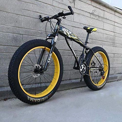 Fat Tyre Bike : NENGGE Snow Bike, 26" / 24" Big Wheel Mountain Bike, 7-Speed Dual Disc Brake, Strong Shock-Absorbing Front Fork, Outdoor Off-Road Beach Bike 6-24, 24