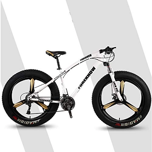 Fat Tyre Bike : Nerioya Mountain Bikes, Double Disc Brakes, Mountain And Snow Beaches, Fat Tires, Variable Speed Three-Cutter Wheels, A, 26 inch 21 speed