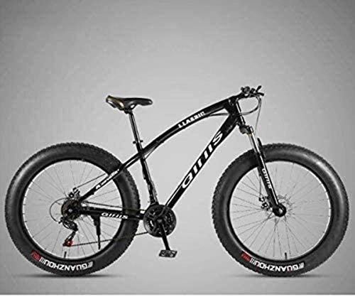 Fat Tyre Bike : Painting 26 Inch Bicycle Mountain Bike Fat Tire MTB Bikes, High-Carbon Steel Frame, Shock-Absorbing Front Fork Dual Disc Brake BXM bike (Color : Black, Size : 24 speed)