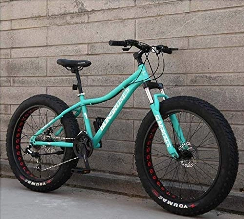 Fat Tyre Bike : PARTAS Senior Rider-26Inch Fat Tire Mountain Bikes, Dual Suspension Frame And Suspension Fork All Terrain Men's Mountain Bicycle Adult, Free Wall-mounted Hook 2 PCS (Color : Green 1, Size : 24Speed)