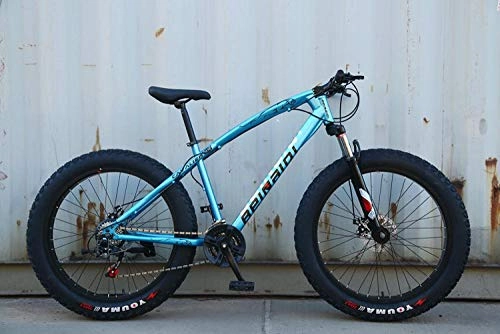 Fat Tyre Bike : peipei 26 Inch Wheel Adult Mountain Fat Bike 24 / 27 / 30 Speed Road Bicycle Men Front And Rear Mechanical Disc Brakes Steel Frame Ride-Starry blue_26 inch (160-195cm)_24 Speed