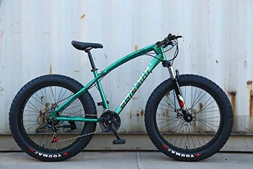 Fat Tyre Bike : peipei 26 Inch Wheel Adult Mountain Fat Bike 24 / 27 / 30 Speed Road Bicycle Men Front And Rear Mechanical Disc Brakes Steel Frame Ride-Starry Green_26 inch (160-195cm)_24 Speed
