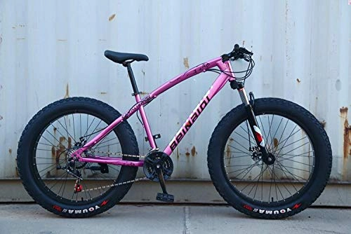 Fat Tyre Bike : peipei 26 Inch Wheel Adult Mountain Fat Bike 24 / 27 / 30 Speed Road Bicycle Men Front And Rear Mechanical Disc Brakes Steel Frame Ride-Starry Pink_26 inch (160-195cm)_24 Speed