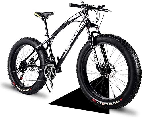 Fat Tyre Bike : PLYY 24" Mountain Bikes, 24 Speed Bicycle, Adult Fat Tire Mountain Trail Bike, Snow Bike, High-carbon Steel Frame Dual Full Suspension Dual Disc Brake (Color : Black)