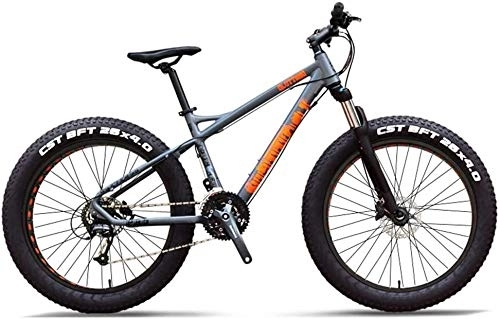 Fat Tyre Bike : Professional 26 Inch Adult Fat Tire Hardtail Mountain Bike, 27-Speed Mountain Bikes, Aluminum Frame Front Suspension All Terrain Bicycle, E