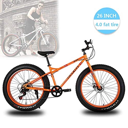 Fat Tyre Bike : Qinmo Bicycle Mountain Bikes 26 Inch, Fat Tire Hardtail Mountain Bike, Dual Suspension Frame and Suspension Fork All Terrain Mountain Bike, 21 / 24 / 27 Speed, Size:24 speed, Colour:Black