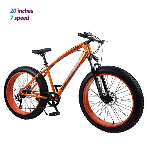 Fat Tyre Bike : Qinmo Bicycle Mountain Bikes with Dual Disc Brake for Adults Men Women, All Terrain Anti-Slip Fat Tire Mountain Bicycle, High-carbon Steel Mountain Trail Bike, 26 Inch 7 Speed, Size:26 inch, Colour:Blac