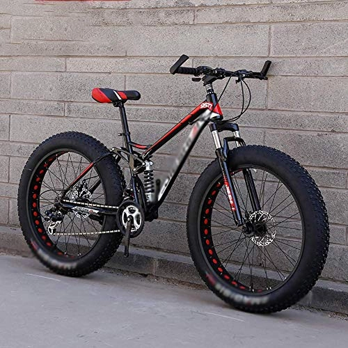 Fat Tyre Bike : QinnLiuu Adult Mountain Bike Beach Cruiser Fat Tire Bike Snow Bike 24 / 26 Inch Wheels Mountain Trail Bike High Carbon Steel Folding Outroad Bicycles 7 / 21 / 24 / 27-Speed, 6, 24 inchi 27 Speed