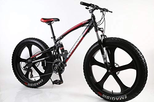Fat Tyre Bike : QISKAII 26 inch mountain bike 4.0 fat tire mountain bicycle high carbon steel bike beach snow bicycle 7 / 21 / 24 / 27 speed fat bike