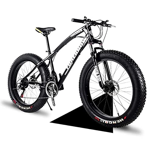 Fat Tyre Bike : QIU 26" / 24" / 20" Mountain Bikes, Adult Fat Tire Mountain Trail Bike, 7 / 21 / 24 Speed Bicycle, High-carbon Steel Frame Dual Full Suspension Dual Disc Brake (Color : Black, Size : 20")