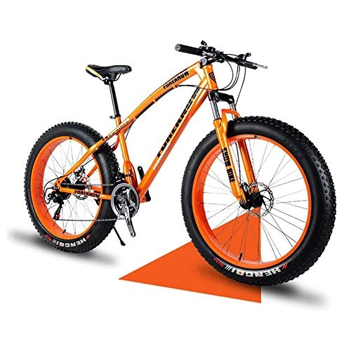 Fat Tyre Bike : QIU 26" / 24" / 20" Mountain Bikes, Adult Fat Tire Mountain Trail Bike, 7 / 21 / 24 Speed Bicycle, High-carbon Steel Frame Dual Full Suspension Dual Disc Brake (Color : Orange, Size : 20")
