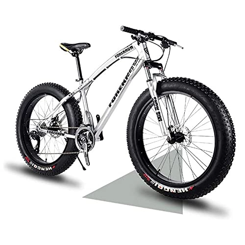 Fat Tyre Bike : QIU 26" / 24" / 20" Mountain Bikes, Adult Fat Tire Mountain Trail Bike, 7 / 21 / 24 Speed Bicycle, High-carbon Steel Frame Dual Full Suspension Dual Disc Brake (Color : White, Size : 20")