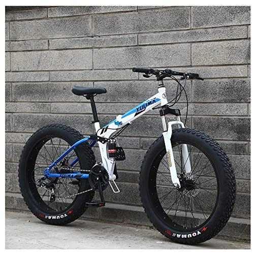 Fat Tyre Bike : QMMD 20-Inch Mountain Bikes, Adult Dual Suspension Bicycle, 7-21-24-27-Speeds Derailleur, Men's High-carbon Steel Anti-Slip Bikes, Fat Tire All Terrain Mountain Bike, C Spokes, 7 speed