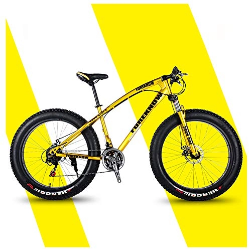 Fat Tyre Bike : QMMD 24-Inch Mountain Bikes, Hardtail Mountain Bike, Adult 7-21-24-27-Speed Mountain Trail Bike, High-carbon Steel, Dual Disc Brake Anti-Slip Bikes, A Spokes, 7 speed