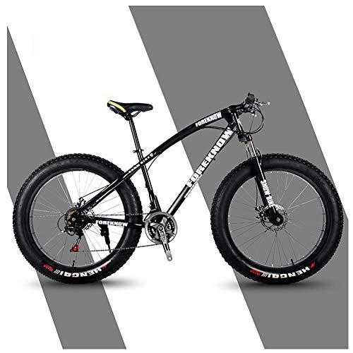Fat Tyre Bike : QMMD 24-Inch Mountain Bikes, Hardtail Mountain Bike, Adult 7-21-24-27-Speed Mountain Trail Bike, High-carbon Steel, Dual Disc Brake Anti-Slip Bikes, E Spokes, 7 speed