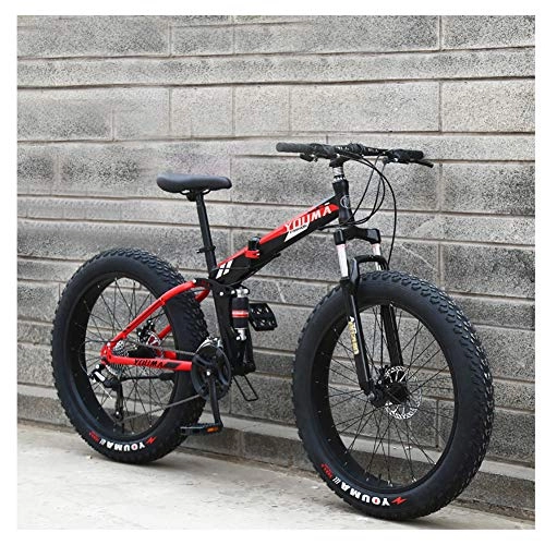 Fat Tyre Bike : QMMD 26-Inch Adult Mountain Bikes, Dual Suspension Bicycle Men's Bike, Womens High-carbon Steel Road Bike, 7-21-24-27-Speed Fat Tire Anti-Slip Bikes, A Spokes, 7 speed