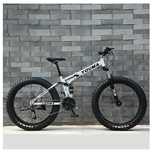 Fat Tyre Bike : QMMD 26-Inch Adult Mountain Bikes, Dual Suspension Bicycle Men's Bike, Womens High-carbon Steel Road Bike, 7-21-24-27-Speed Fat Tire Anti-Slip Bikes, G Spokes, 21 speed